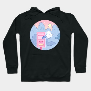A small ghost sends a letter through a mailbox Hoodie